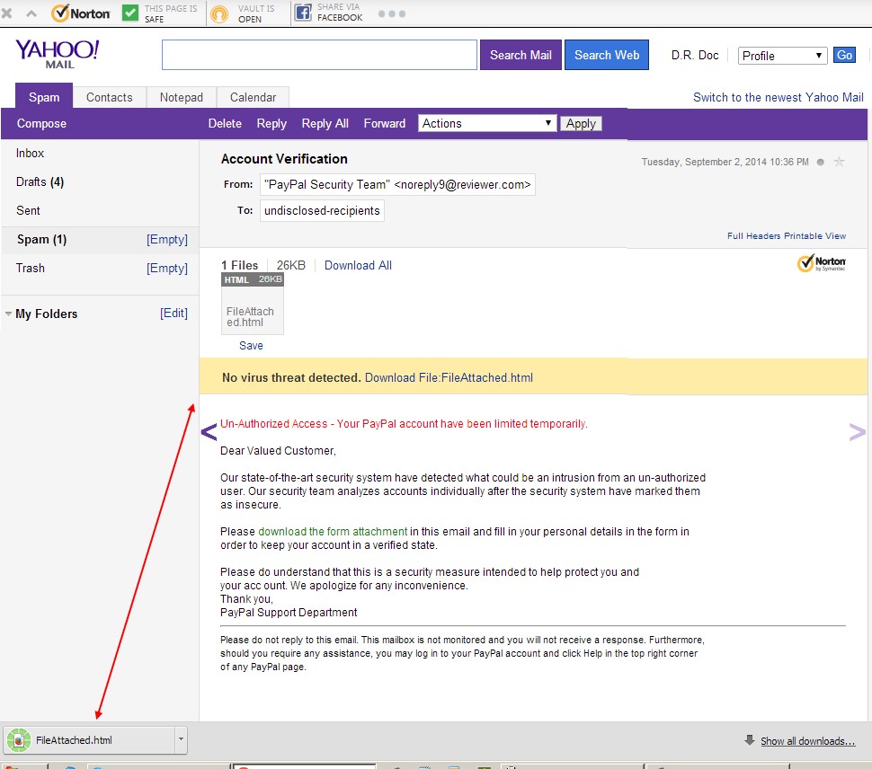 Phishing Scam 2 Yahoo Mail Phishing Fraudulent