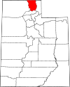 State map highlighting Cache County