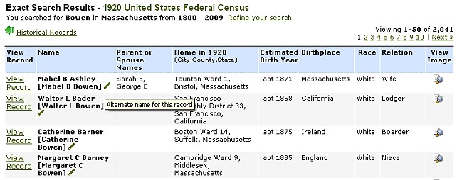 Ancestry Alternate Name